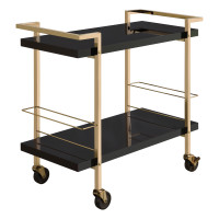 OSP Home Furnishings ALS02-BLK Alios Serving Cart with Black Gold Frame